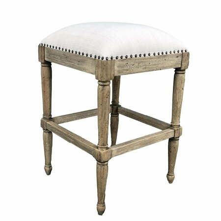 AFD HOME Farmhouse Backless Wood Counter Stool Natural & White 12018171
